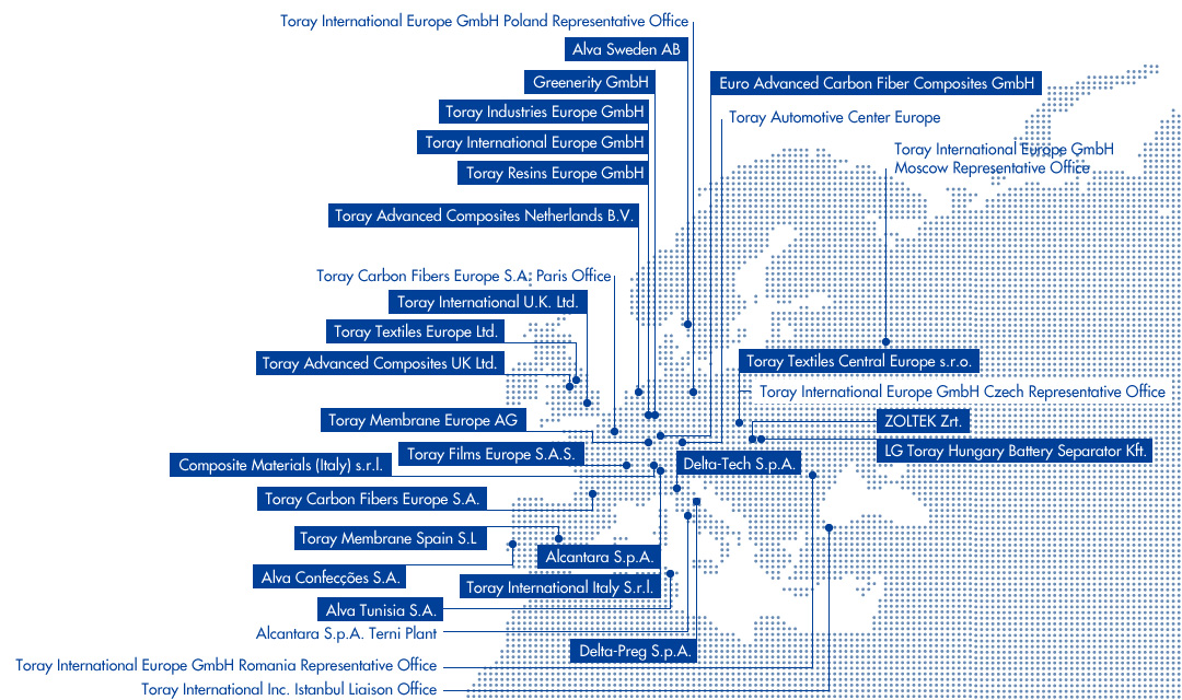 Group Companies based in Europe Toray Groupe en Europe TORAY